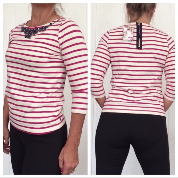 JOULES STRIPED EMBELLISHED COTTON TOP SIZE… - Picture 2 of 8